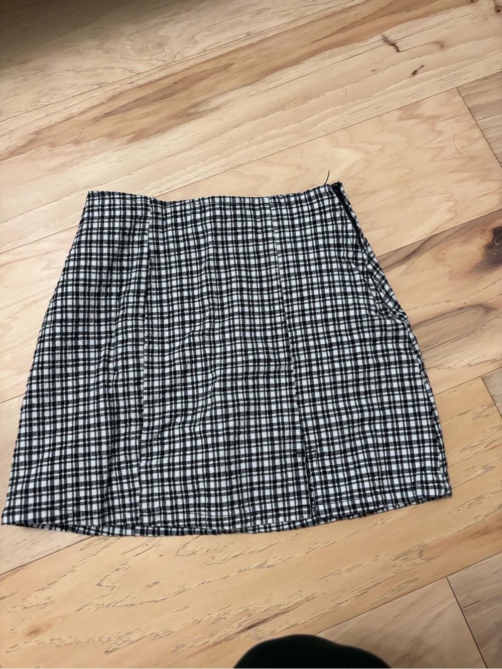 BDG Black and White Plaid A-Line Mini Skirt